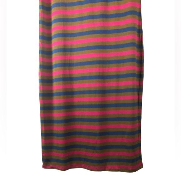 DRESS - NWT Women's LuLa Roe Multicolored Striped "Julia" T-Shirt Dress. Size L - Picture 6 of 13